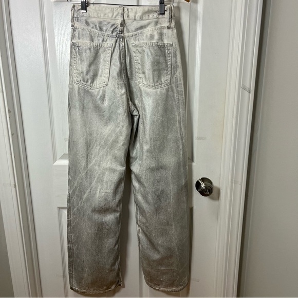 Zara Silver Metalic Jeans Size 2 wide leg - Picture 6 of 14
